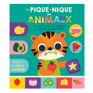 Le pique-nique des animaux – Livre sensoriel pour bébé effaçable (bain et chaise haute)
