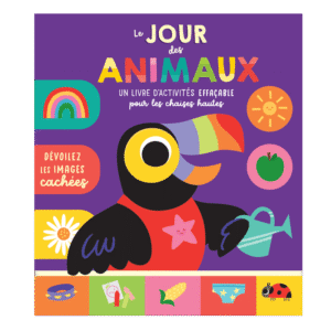 Le jour des animaux – Livre sensoriel pour bébé effaçable (chaise haute et bain)