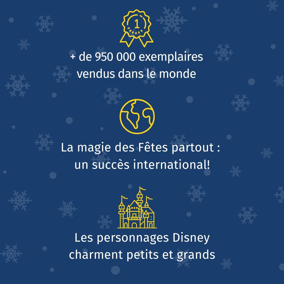 La magie des Fêtes partout : un succès international! Plus de 950 000 exemplaires vendus dans le monde. Les personnages Disney charment petits et grands.